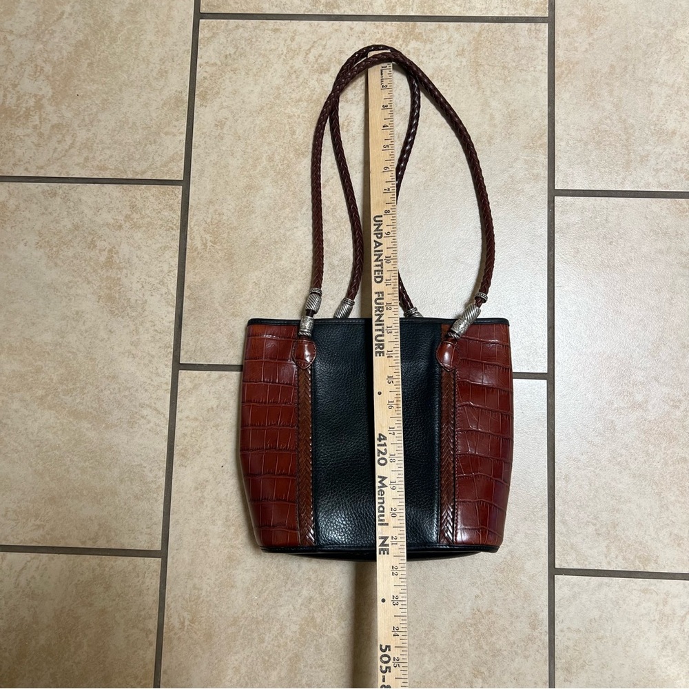 Brighton Leather Shoulder Bag Black & Brown Braided Straps - Picture 8 of 8